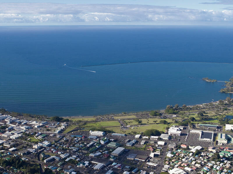 An aerial view of Hilo Harbor
