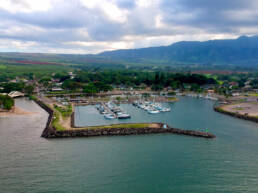 An aerial view of the Honokohau Harbor on the Big Island of Hawaii.