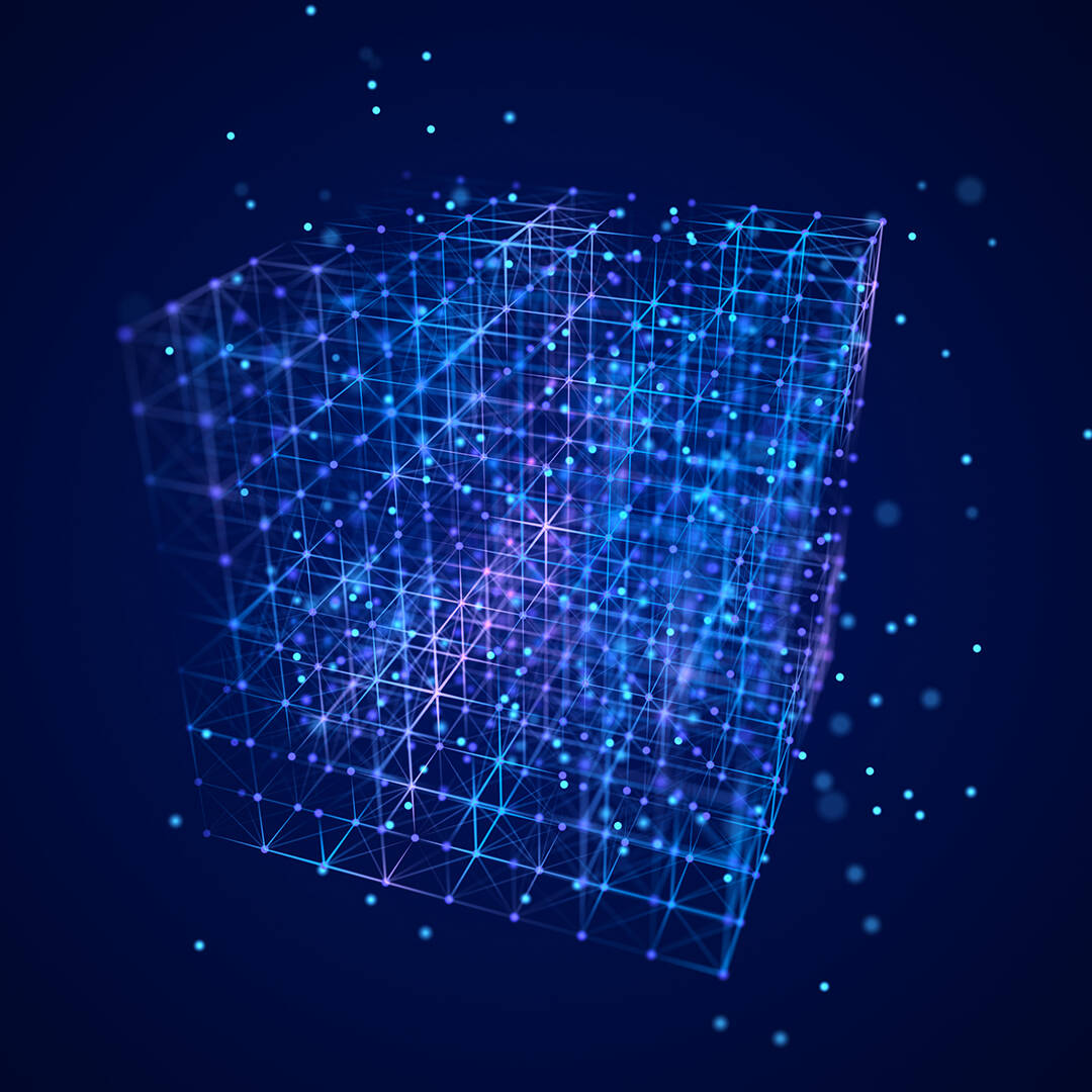 3D rendering of a digital matrix cube