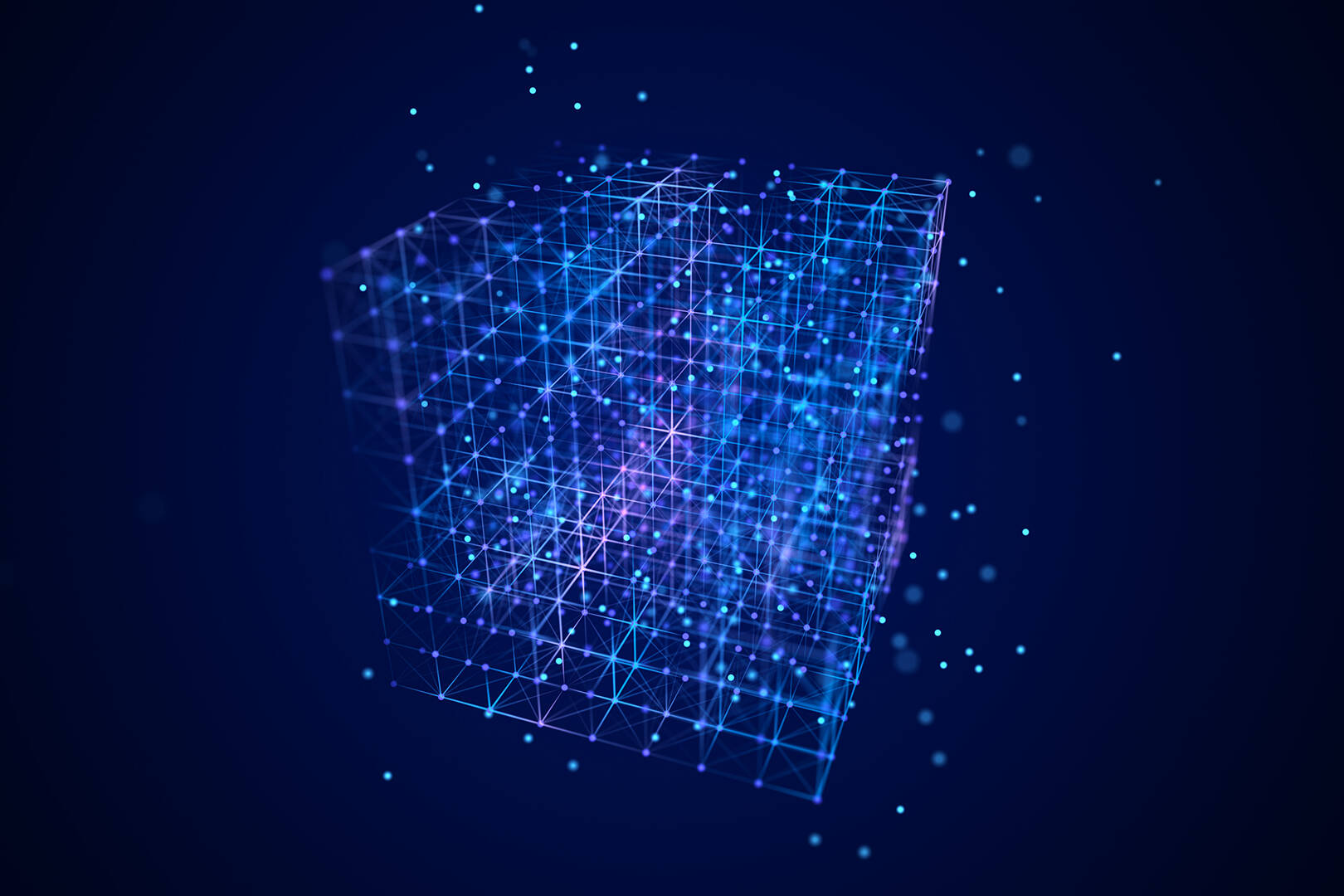 3D rendering of a digital matrix cube