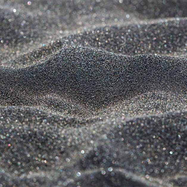 A close up of black silica