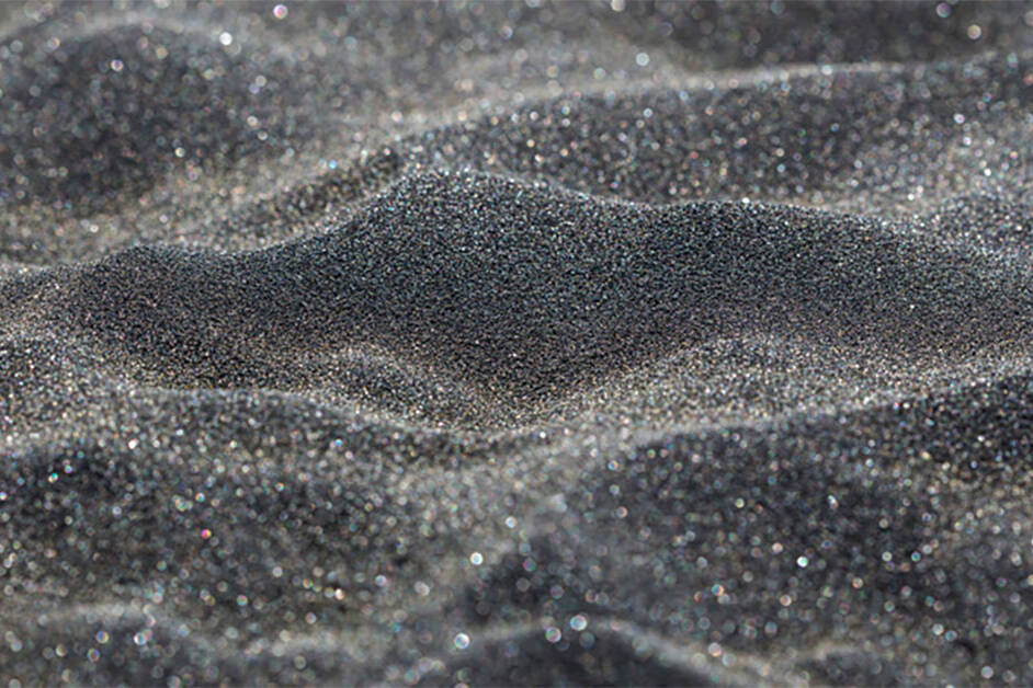 A close up of black silica