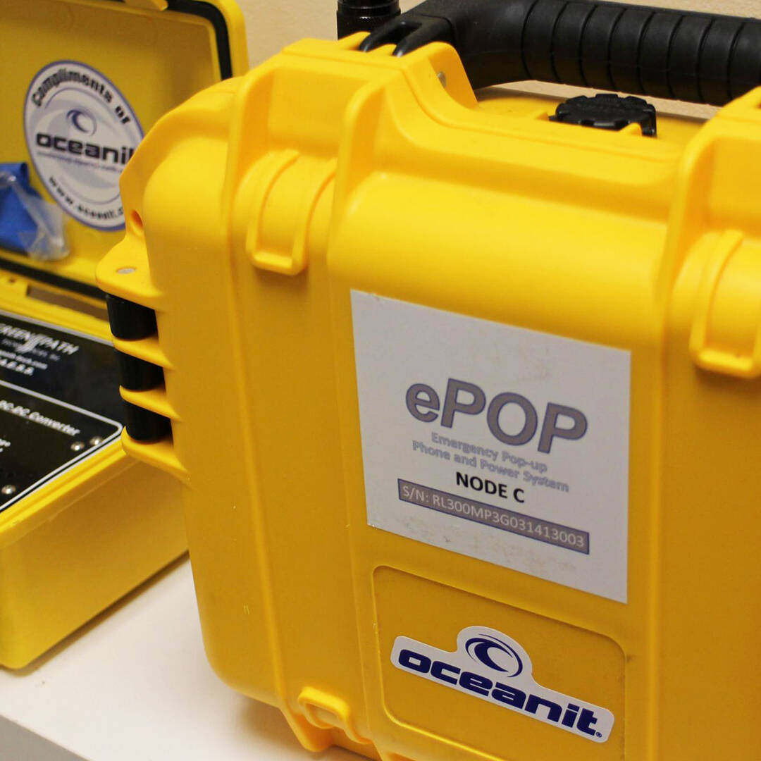 A yellow hard shell case with an ePOP label