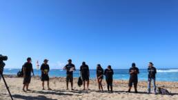 Students at Makaha beach park