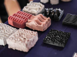 Artificial textured structure samples on a table