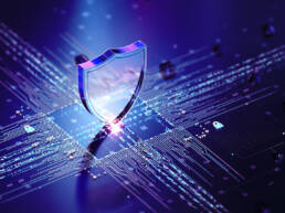 A graphic of a transparent shield on top of a circuit board
