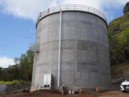 A large concrete water reservoir