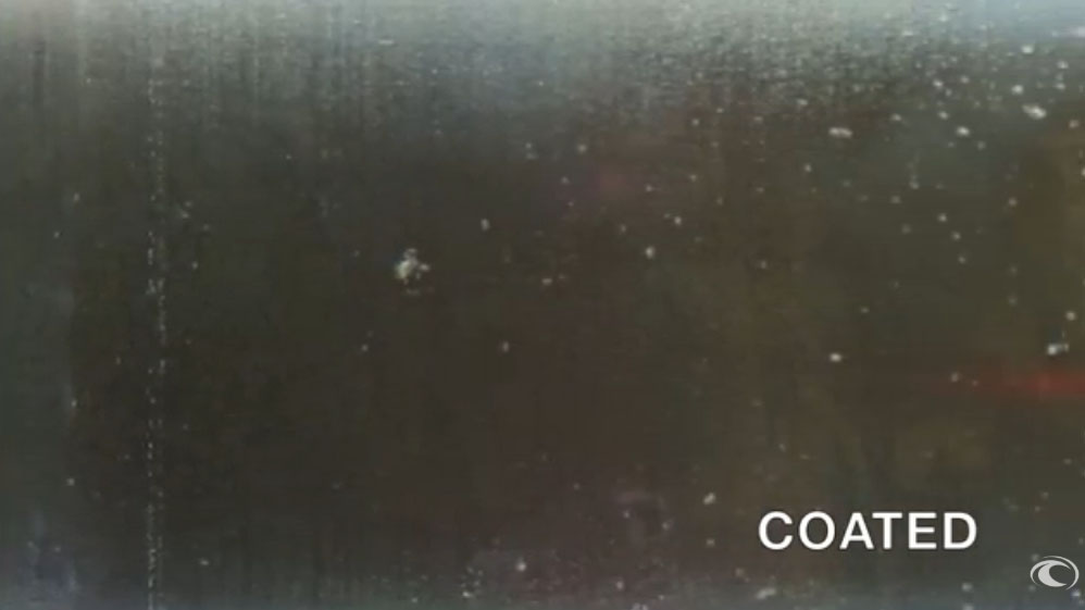 A coated metal surface, shiny and flat