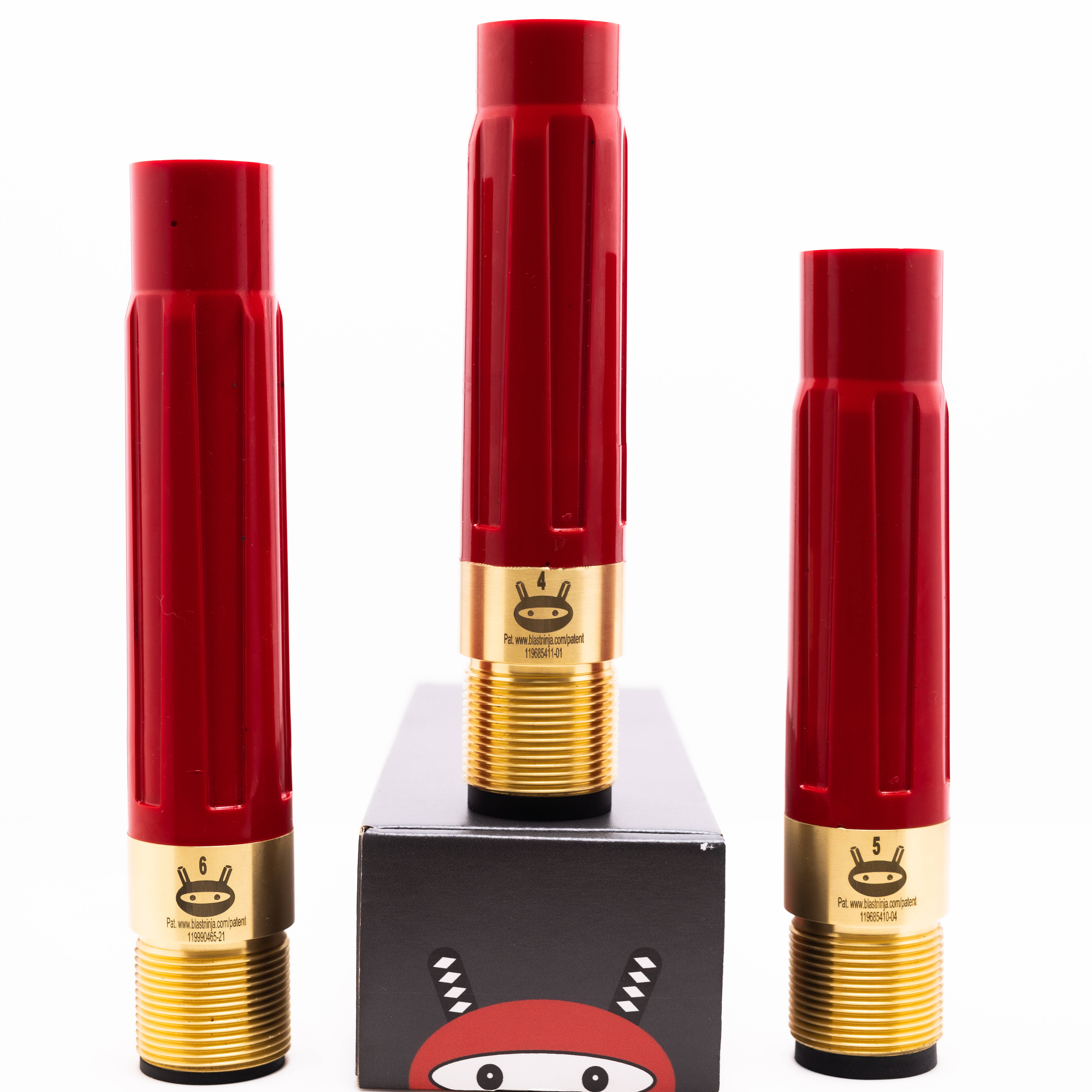 Three red Blast Ninja nozzles
