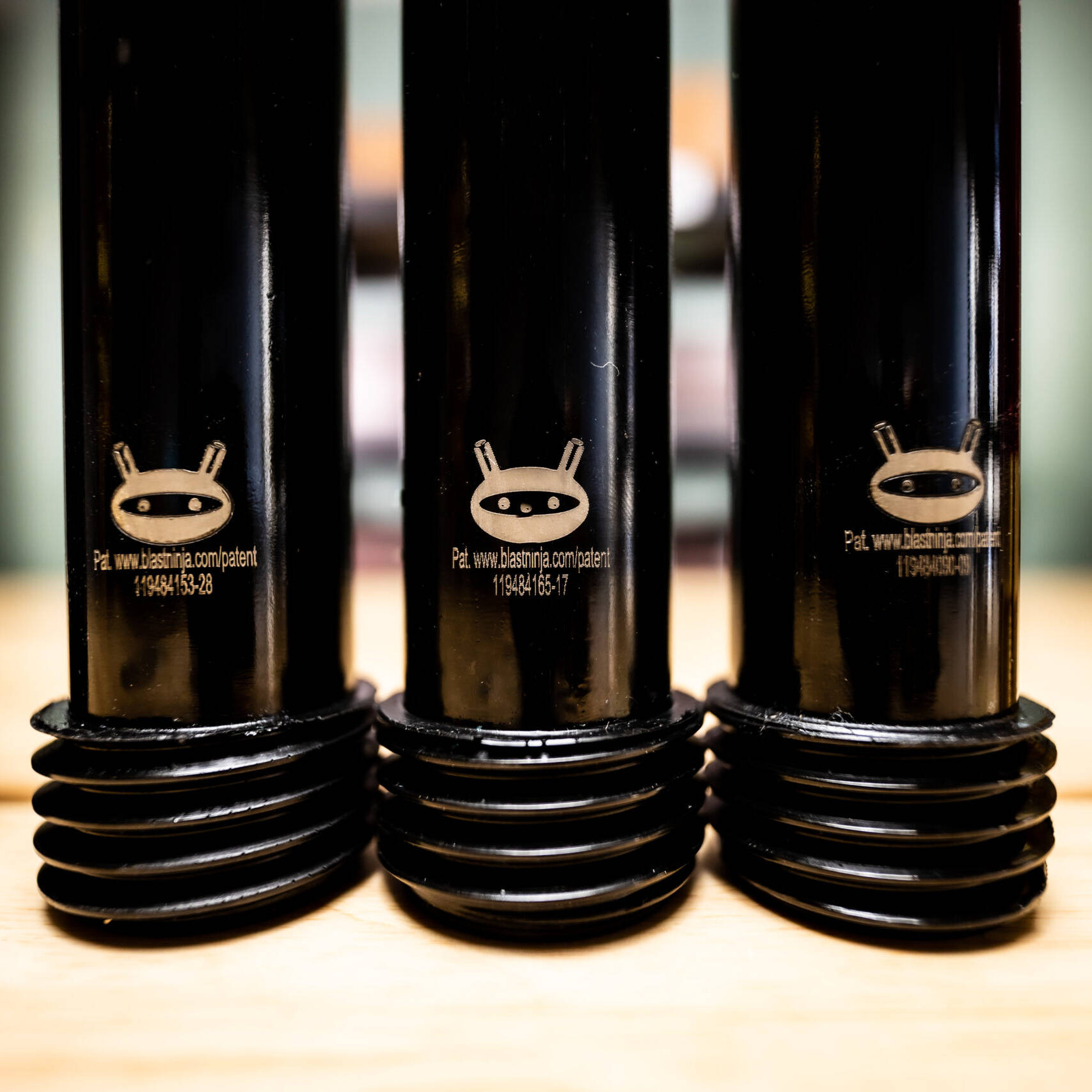 A close up of black Blast Ninja nozzles