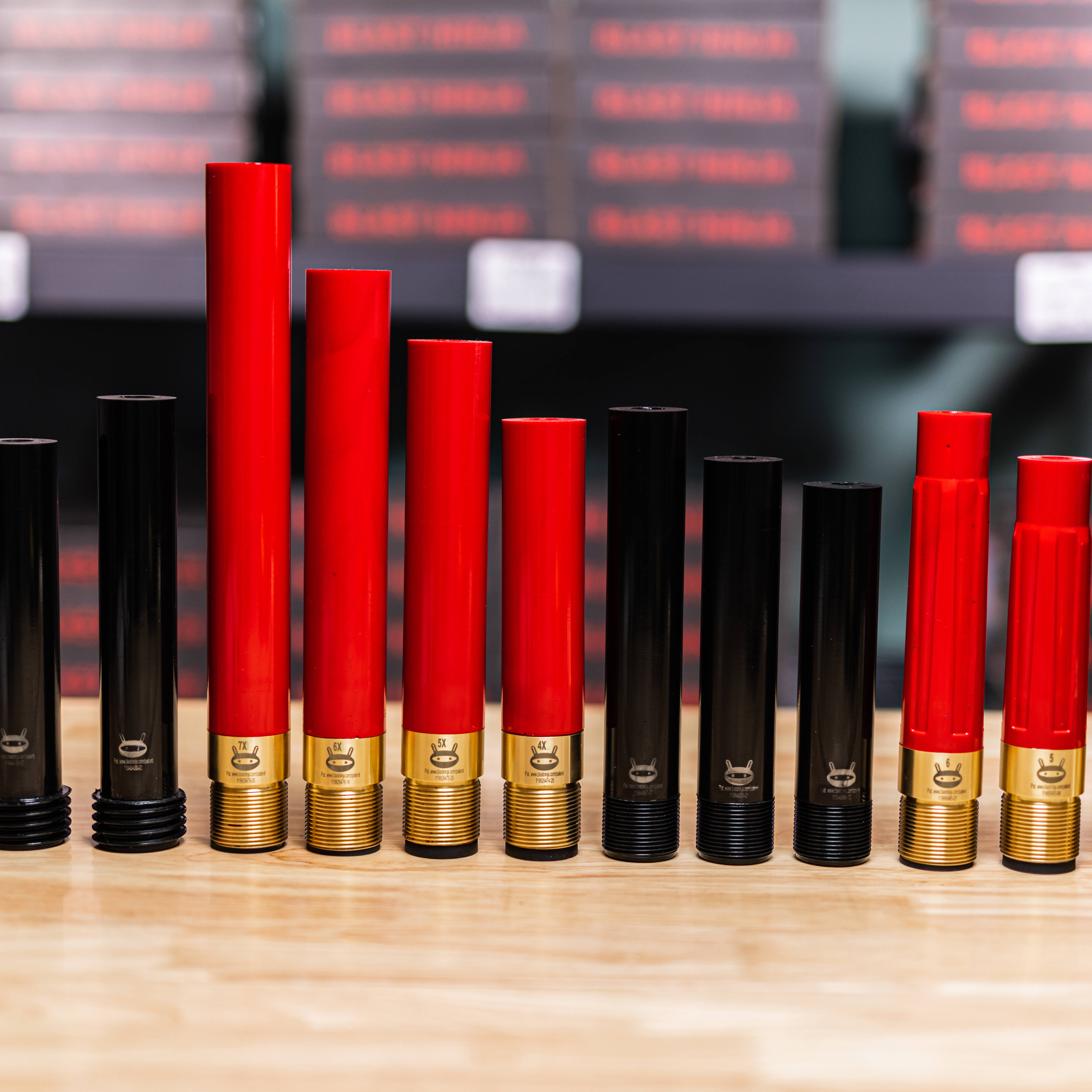 A lineup of blast ninja nozzles in different sizes