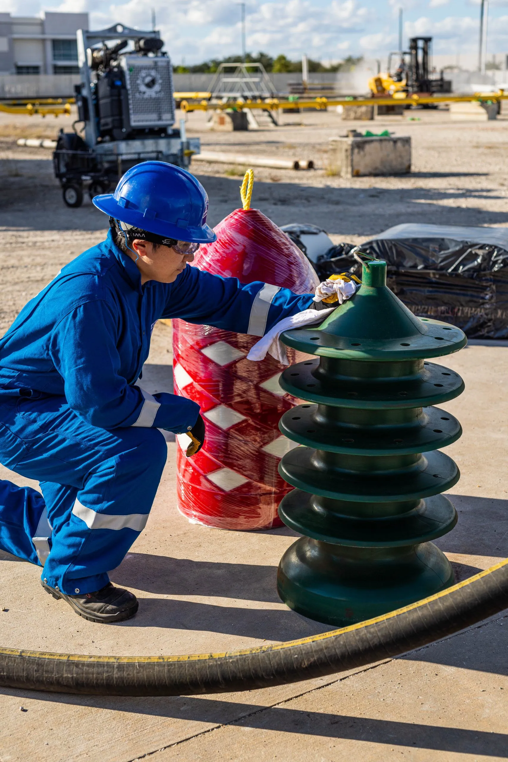 An employee testing DragX