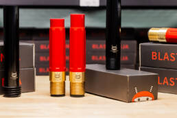 A lineup of Blast Ninja nozzles and their boxes