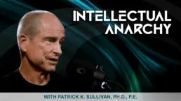 The Intellectual Anarchy podcast thumbnail featuring Patrick Sullivan speaking on a microphone on an abstract background