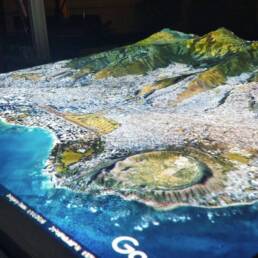 A projection of Honolulu, Waikiki, Diamond Head, and the Ko'olau Mountains showing elevation changes