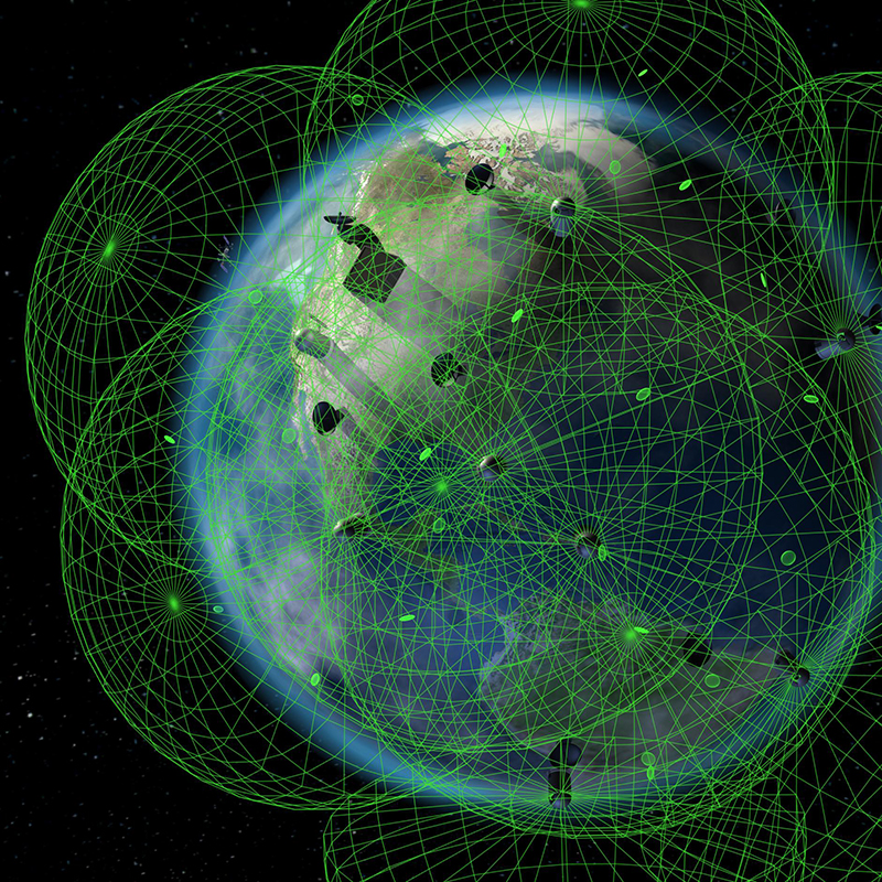 Diagram of Earth surrounded by orbiting space debris
