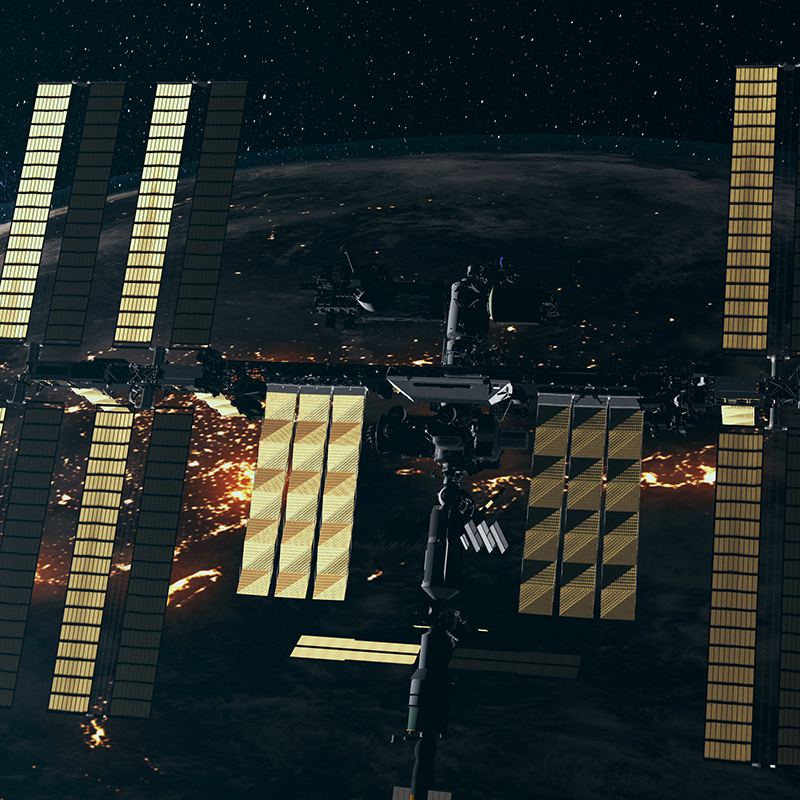 The International Space Station above Earth.