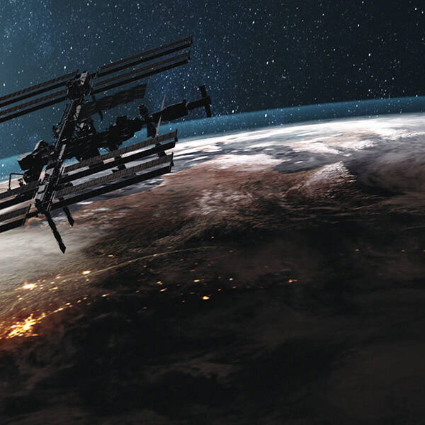 The International Space Station orbiting above Earth