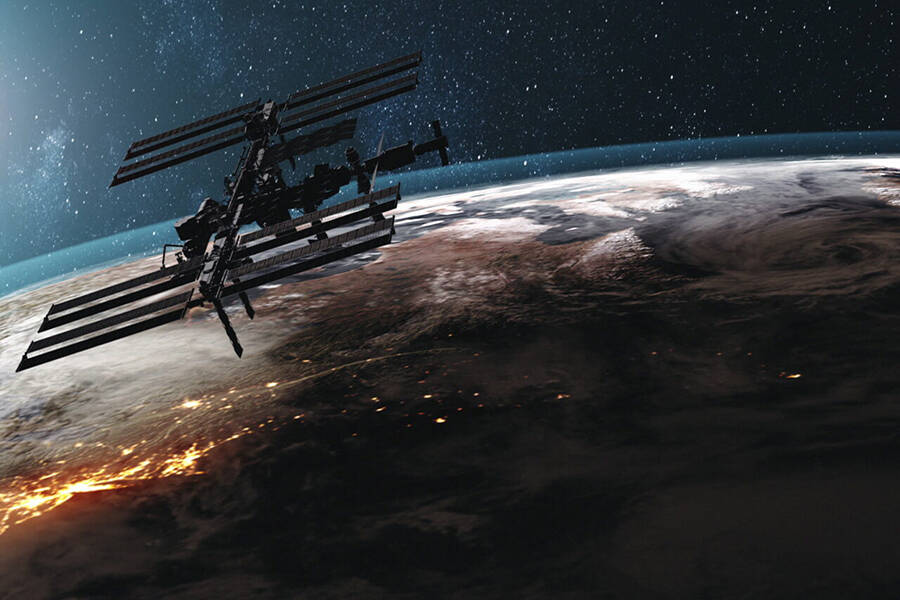 The International Space Station orbiting above Earth