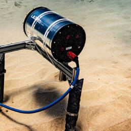 An underwater photo of an ULTRA sensor on the sea floor