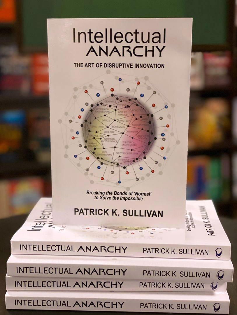 A stack of Intellectual Anarchy books at a bookstore