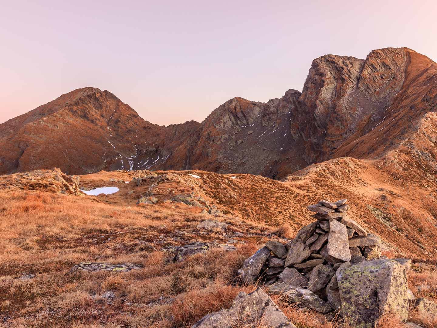 A rugged landscape at sunset